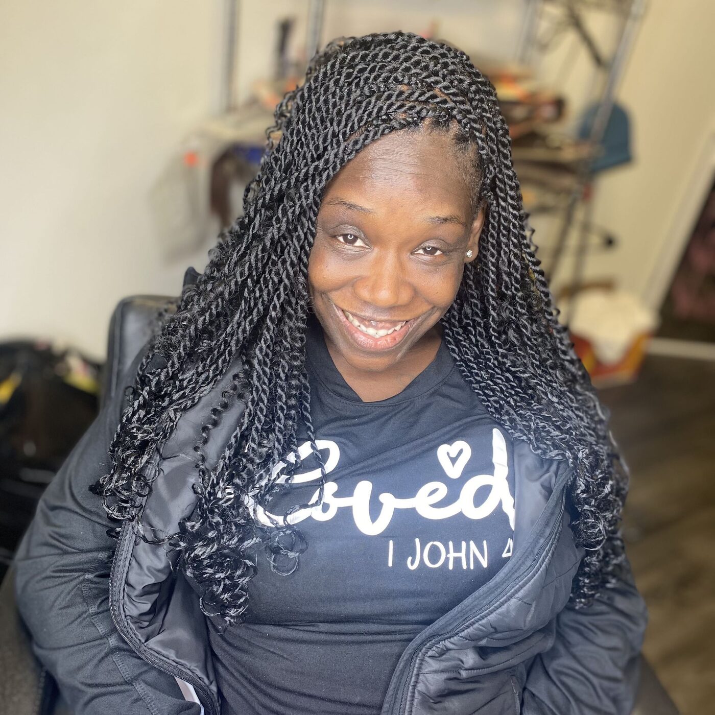 Knotless braids with curly ends